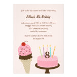Ice Cream and Cake Birthday Invitation - Pink invitations
