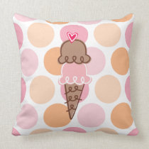 Ice Cream and Polka Dots Pillow pillows