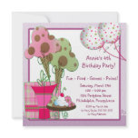 Ice Cream Balloons Girls 4th Birthday Party Custom Announcement