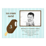 Ice Cream Bar Birthday Party Invitation - Blue invitations