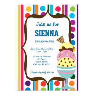 Ice Cream Birthday party Custom Invitation
