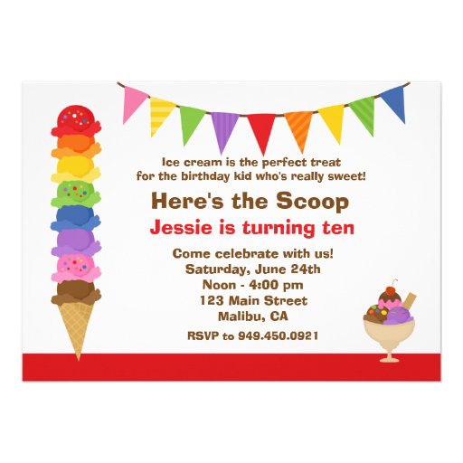 Ice Cream Birthday Party Invitation