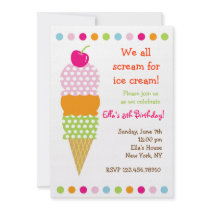 Ice Cream Birthday Party Invitations