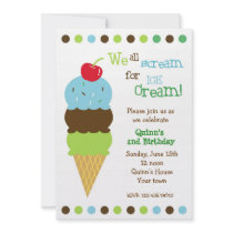 Ice Cream Birthday Party Invitations Boys