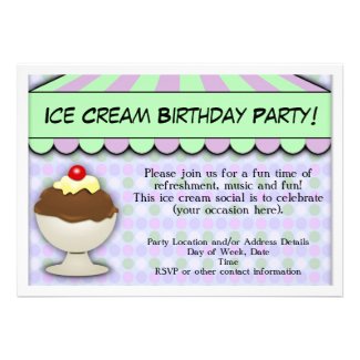 Ice Cream Birthday Party, Pastel Awning Sundae Custom Invitations