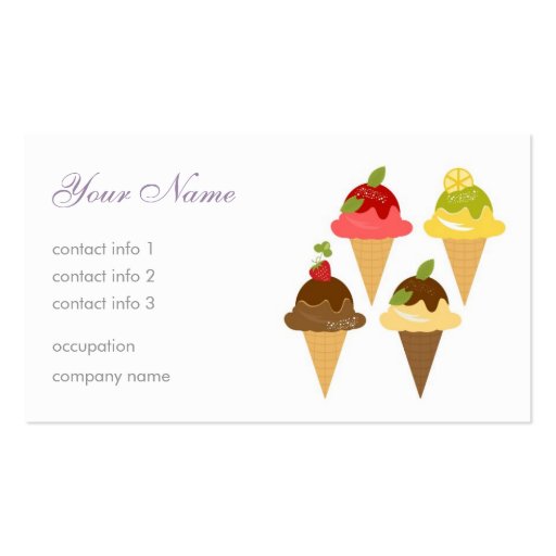Ice-Cream Cafe Business Card Templates (front side)