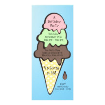 Ice Cream Cone Birthday Party Personalized Invites