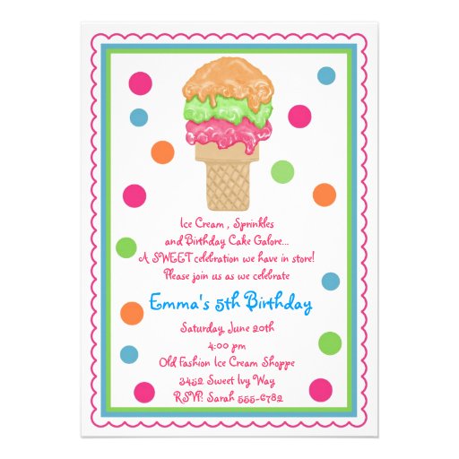 Ice Cream Cone Invitations