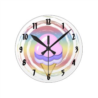 Ice Cream Cone Numbered Wall Clock