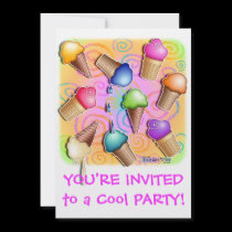 Ice Cream Cone Party Invitation invitations