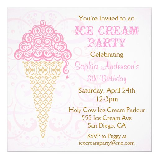 Ice Cream Cone Party Invitation