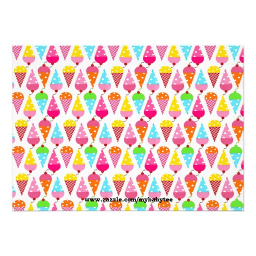 Ice Cream Cone Pink Girl Photo Birthday Invitation