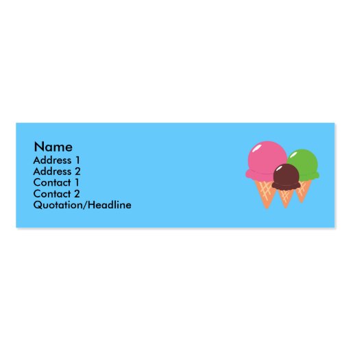 Ice Cream Cone Profile Cards Business Card Template (front side)