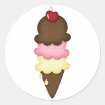 ice cream cone round stickers