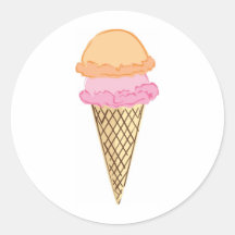 Ice Cream Cone Round Stickers