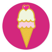Ice Cream Cone Round Stickers