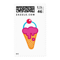 Ice Cream Cone with Cherry on Top postage