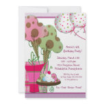 Ice Cream Cones Balloons Girls 4th Birthday Personalized Invitation