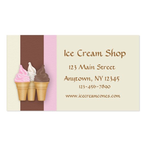 Ice Cream Cones Business Card Templates (front side)