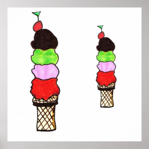 Ice Cream Cones Multi Color Print | Zazzle