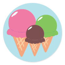 Ice Cream Cones Round Stickers