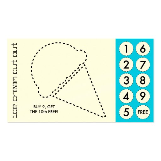 ice cream cut out punch cards business card