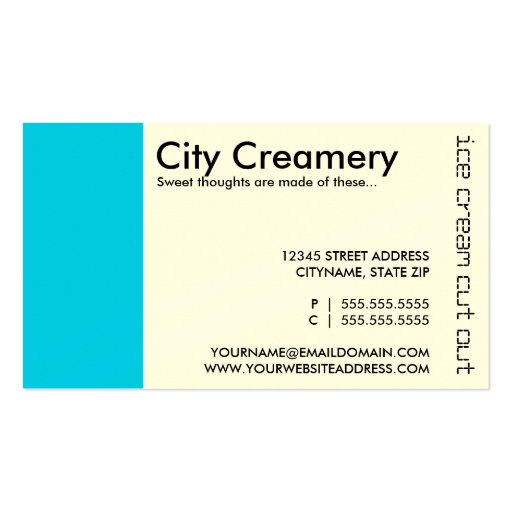 ice cream cut out punch cards business card (back side)