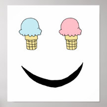 Ice Cream Happy Face Print