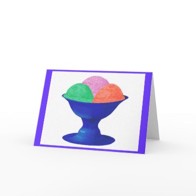 Ice cream in blue bowl, party invitation, card by Cherylsart