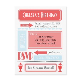 Ice Cream Invite postcard