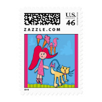 Ice Cream Kitty Social : Bold Style Postage Stamp