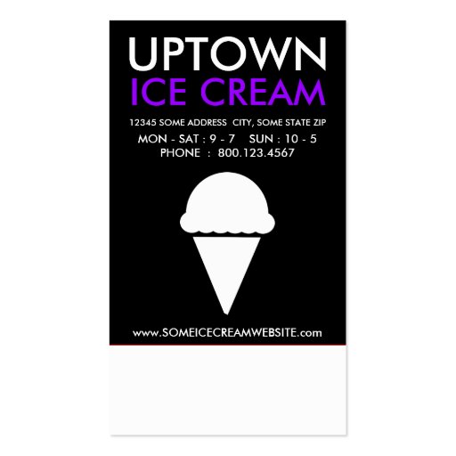ice cream loyalty (wordWEBs) Business Cards (back side)