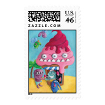 Ice Cream on the Beach Postage Stamps