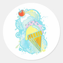 Ice_Cream_Paint Round Sticker