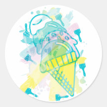 Ice_Cream_Paint Round Sticker