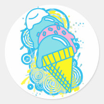Ice_Cream_Paint Round Stickers