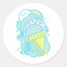 Ice_Cream_Paint Round Stickers
