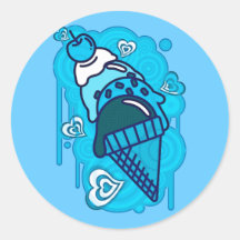 Ice_Cream_Paint Round Stickers