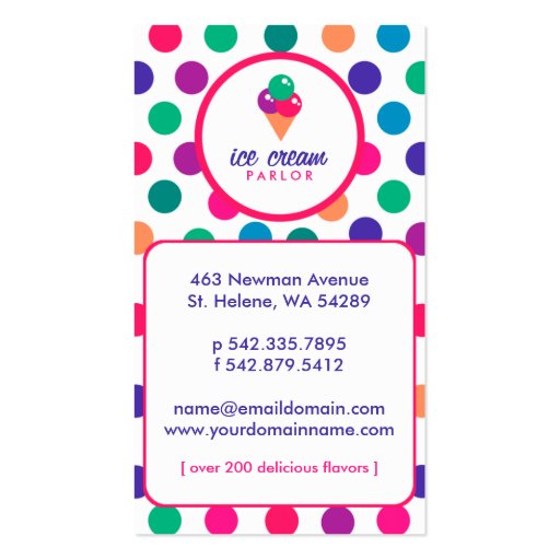 Ice Cream Parlor Business Card (back side)