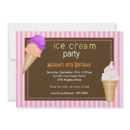 Ice Cream Party Birthday Invitation invitation