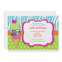 Ice Cream Party Birthday Invitations