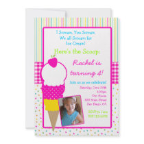 Ice Cream Party Birthday Invitations