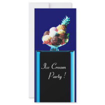 ICE CREAM PARTY - DESERT SHOP,blue red black Full Color Rack Card