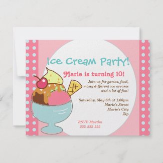 Ice Cream Party Invitation invitation