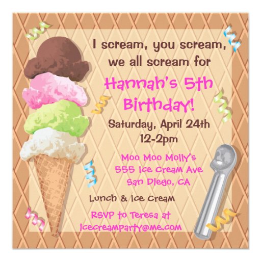 Ice Cream Party Invitation Celebration