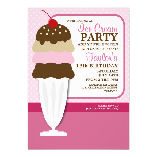 Ice Cream Party Invitations