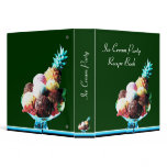 ICE CREAM PARTY  RECIPE BOOK blue red green 3 Ring Binders