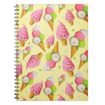 Ice Cream Pattern Spiral Note Books