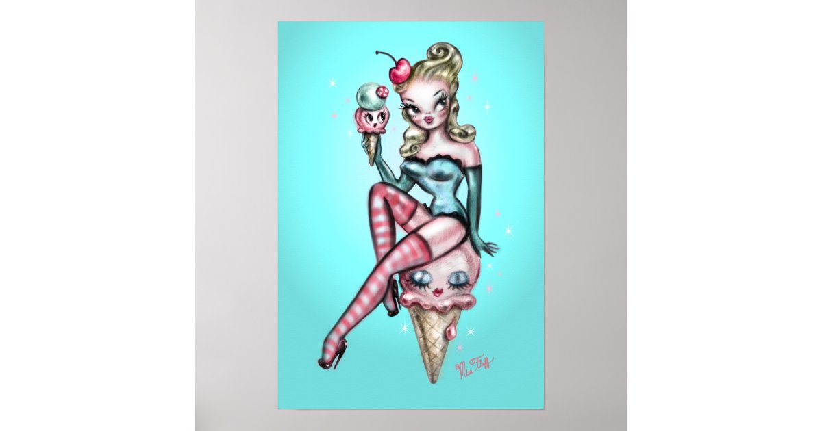 Ice Cream Pin Up Doll 1 Poster Zazzle 9036