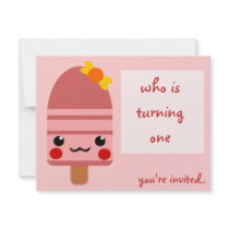 ice cream pink invitations